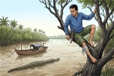 Detik-Detik Mencekam Nelayan Inhil Diterkam Buaya, Selamat Usai 6 Jam Bertahan di Atas Pohon