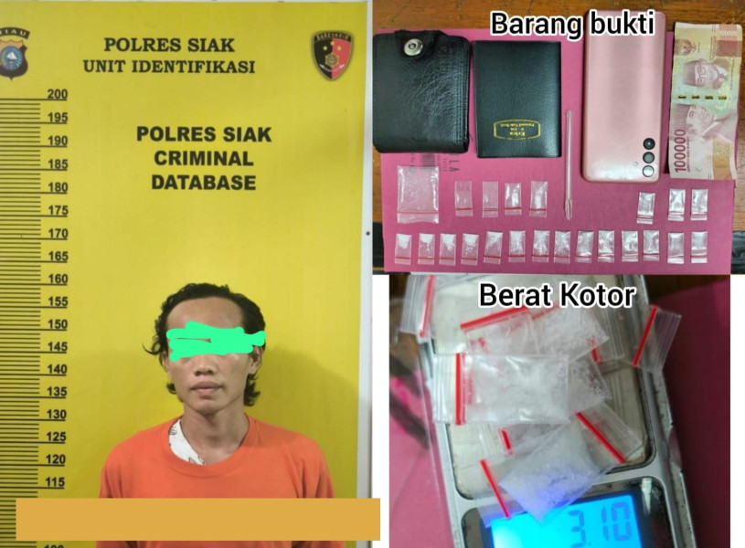 Diduga Pelaku Penyalahgunaan Narkotika, Tim Opsnal Satres Narkoba Polres Siak Amankan Satu Orang Pria.
