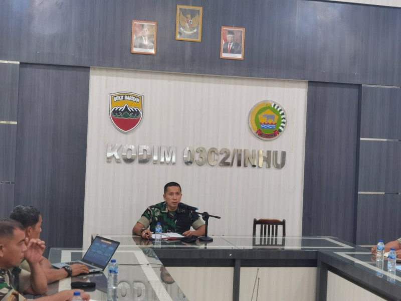 Dandim 0302/Inhu Pimpin Rapat Evaluasi Progja Bersama Danramil dan Perwira Staf