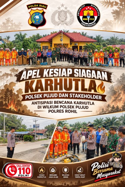 Polsek Pujud Gelar Apel Supervisi Ops Aman Nusa II 2026, Kesiapsiagaan Karhutla Diperkuat