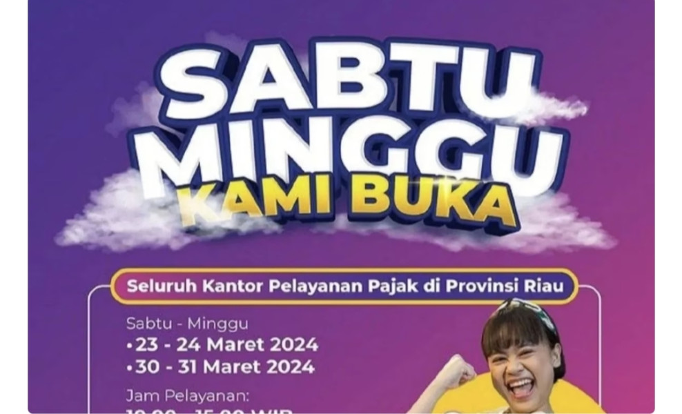 Seluruh Kantor Pajak Riau buka layanan Sabtu-Minggu hingga akhir Maret