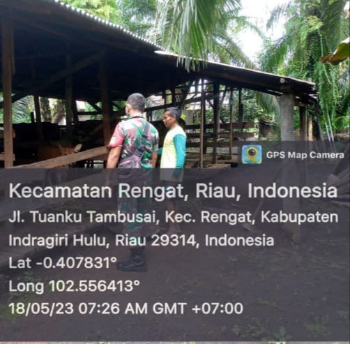 Hindari Dampak PMK, Babinsa Koramil 01/Rengat Lakukan Sosialisasi ke Warga