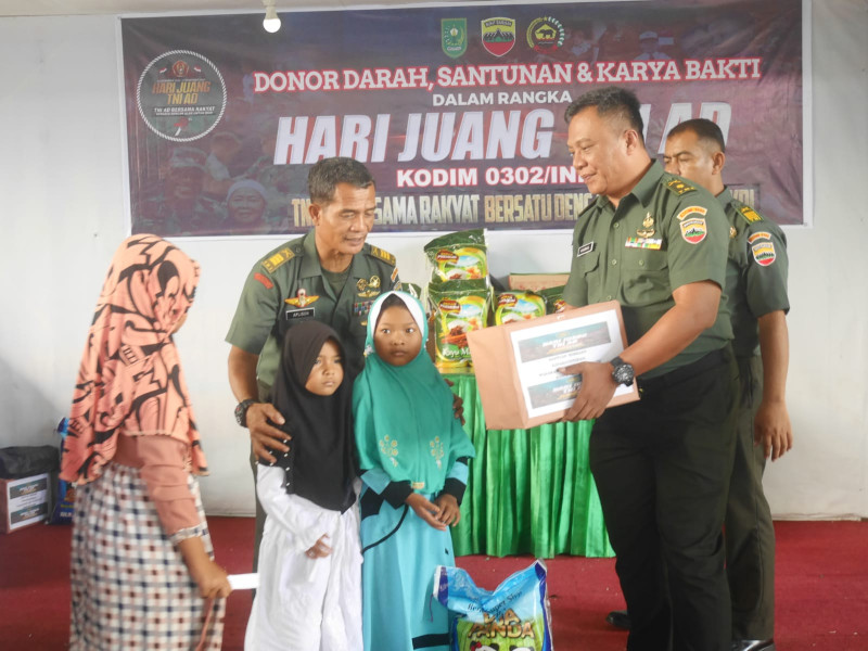 Kodim 0302/Inhu Beri Bantuan Sembako ke Veteran, Warakawuri dan Panti Asuhan Dalam Rangka Hari Juang Kartika Ke-78