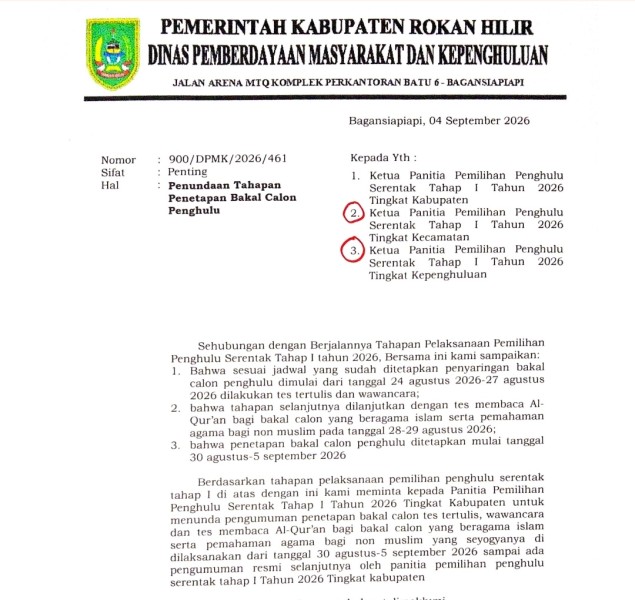 Pengumuman Calon Penghulu Rohil Ditunda, Muncul Dugaan Ada Peserta Diduga Timses Ikut Tes Ulang
