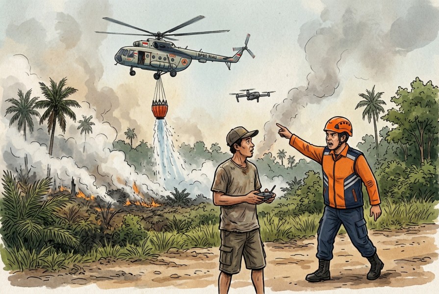 Bahayakan Helikopter, BPBD Riau Larang Penerbangan Drone di Area Karhutla