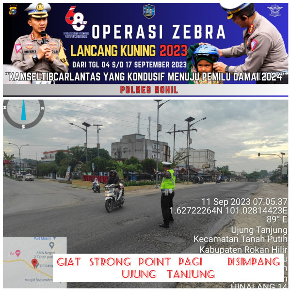Satlantas Polres Rohil Gelar Strong Point Pagi dan Gatur Lalin Dalam Ops Zebra LK 2023