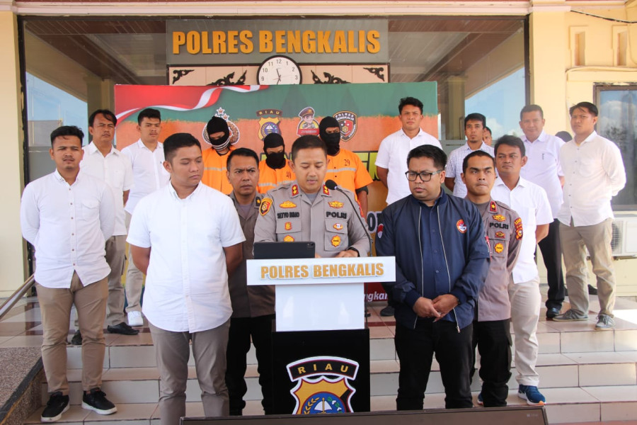 Press Release Pengungkapan Kasus 28 PMI dengan 3 Pelaku TPPO Diamankan oleh Polres Bengkalis
