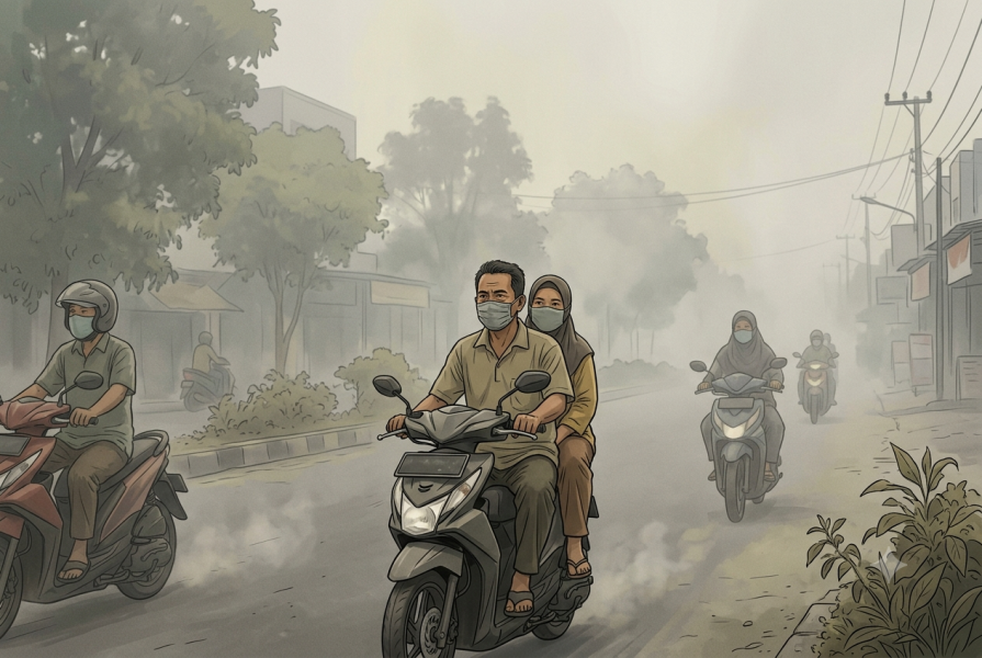 Asap Masih Selimuti Pekanbaru, Kualitas Udara Hari Ini Tidak Sehat, PM2.5 Tercatat 68,4 µg/m³