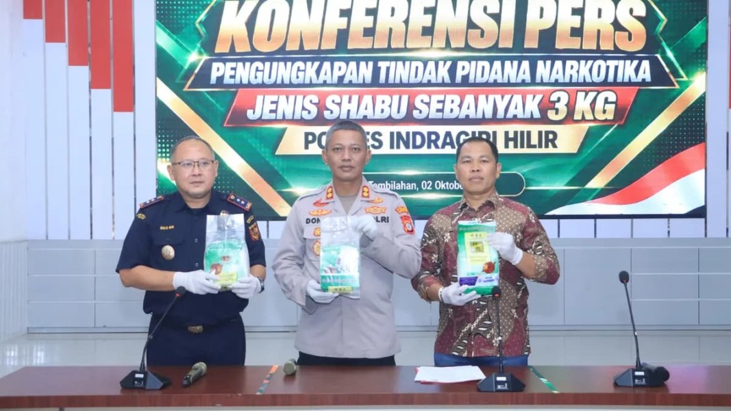 Polres Inhil dan Bea Cukai Ungkap Peredaran 3 Kilogram Sabu, Dua Tersangka Diamankan