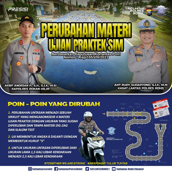 Satlantas Polres Rohil Terapkan Perubahan Uji Praktek Menjadi Sirkuit Praktek Roda 2