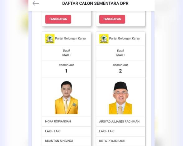 Nopa Ropiansah Nomor Urut 1 DCS Golkar Dapil Riau 1, Hampir Dipastikan hanya Pengganti Syamsuar Jelang DCT