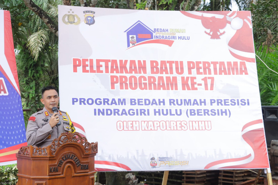Kapolres Inhu Sempat Ingatkan Pemilu Damai Saat Peletakan Batu Pertama Program Bersih Ke-17