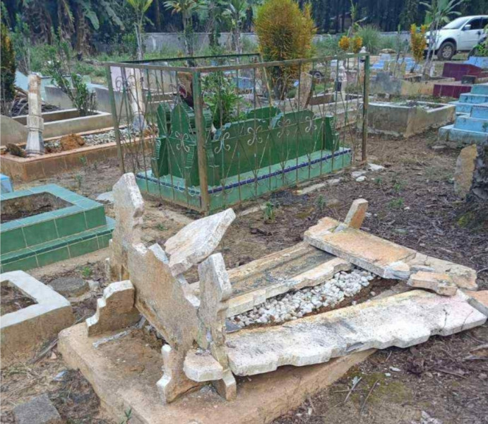 Puluhan Kuburan di Panca Mukti Bagan Sinembah Raya Rohil Dirusak OTK