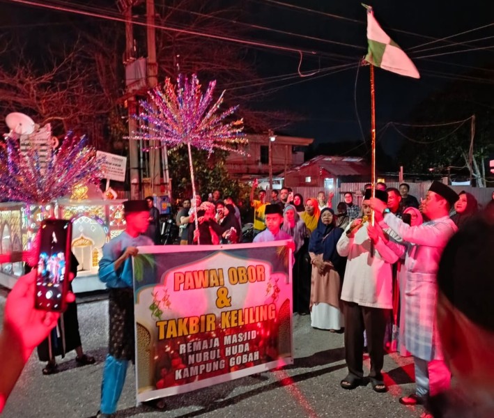 Meriah, Pawai Takbiran Keliling di Masjid Nurul Huda Kampung Gobah Resmi Dibuka Wakil Wali Kota Pekanbaru