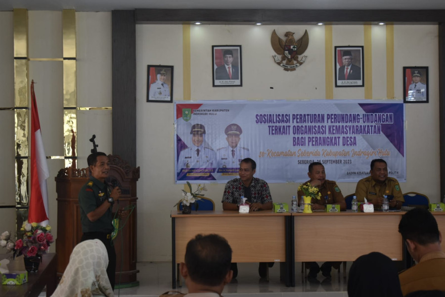 Pasiter Kodim 0302/Inhu Mewakili Dandim 0302/Inhu Menghadiri Kegiatan Sosialisasi Peraturan Per UU Kepada Masyarakat dan Perangkat Desa