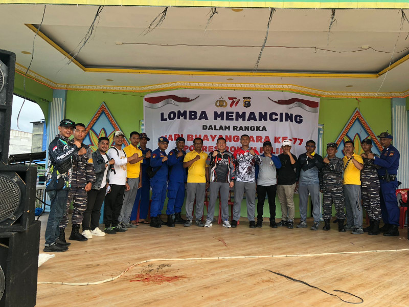 Keseruan Lomba Mancing Ikan Polres Rohil di Sinaboi, Dalam Rangka Hari Bhayangkara Ke-77