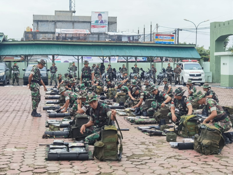Kodim 0302/Inhu Laksanakan Apel Pengecekan Kesiapsiagaan Personel Untuk Amankan Pemilu 2024