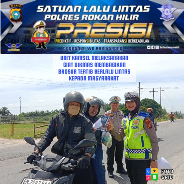 Satlantas Polres Rohil Kembali Bagikan Stiker Keselamatan Ke Pengendara