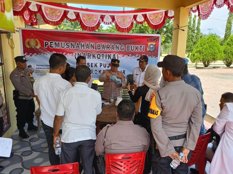 Polsek Pujud Gelar Pemusnahan Barang Bukti Narkotika Jenis Sabu-sabu