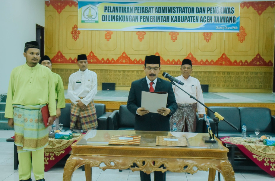 Pj Bupati Aceh Tamiang Lantik 6 Pejabat Administrator dan Pengawas