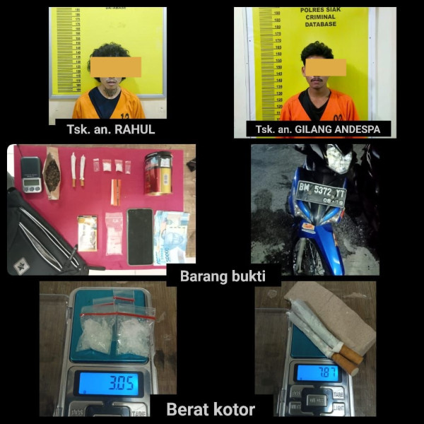 Dugaan Penyalahgunaan Narkotika, Tim Opsnal Satres Narkoba Polres Siak Amankan Dua Orang Pria