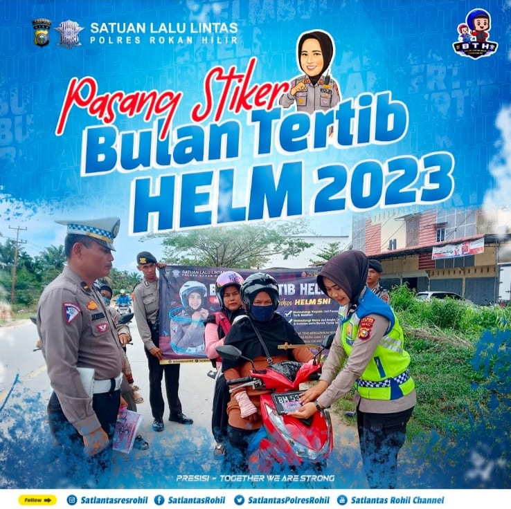 Kembali Satlantas Polres Rohil Pasang Stiker Keselamatan ke Pengendara