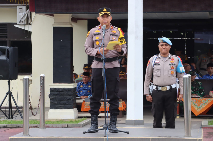 Kegiatan Apel Kesiapan Kampanye Pemilu 2024 Ops Mantap Brata, Ini Pesan Kapolres Inhu
