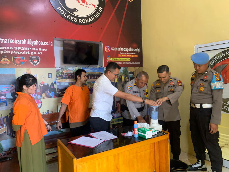Sat Narkoba Polres Rohil Gelar Pemusnahan BB Narkotika Jenis Sabu Seberat 51,16 gram