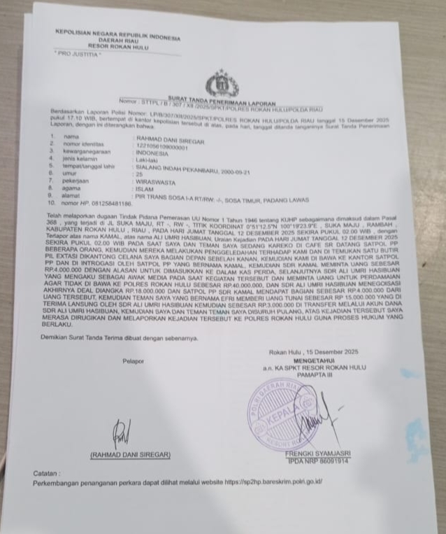 Polres Rohul Mulai Periksa Para Saksi Kasus Pemerasan Pengunjung Cafe Oleh Oknum Satpol PP Rohul