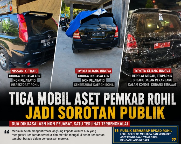 Tiga Mobil Aset Pemkab Rohil Jadi Sorotan, Dua Dikuasai ASN Non-Pejabat dan Satu Terlihat Terbengkalai