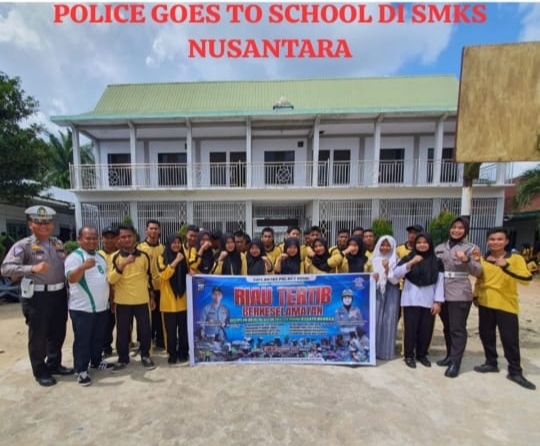 Lagi Satlantas Polres Rohil Sosialisasi Tertib Lalin di SMKS Nusantara Bangko Pusako