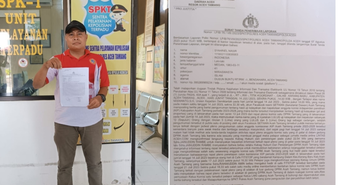 LAKI Laporkan Ketua Komisi I DPRK Aceh Tamiang Ke Polisi