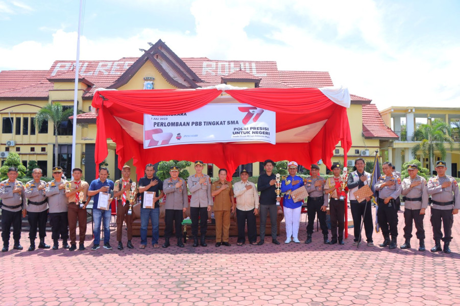 Sambut Hari Bhayangkara ke-77, Sat Samapta Polres Rokan Hilir Gelar Perlombaan PBB Tingkat SMA Polri Presisi