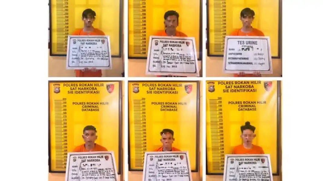 Polres Rokan Hilir Amankan 8.136 Butir Pil Ekstasi Dan 5.809,9 Gram Serbuk Serbuk Ekstasi Dari 6 Tersangka.