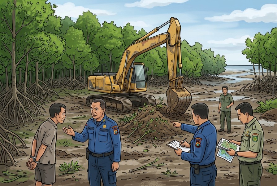 Polisi Tetapkan Tersangka Pembuka 111 Hektare Kawasan Mangrove Dumai