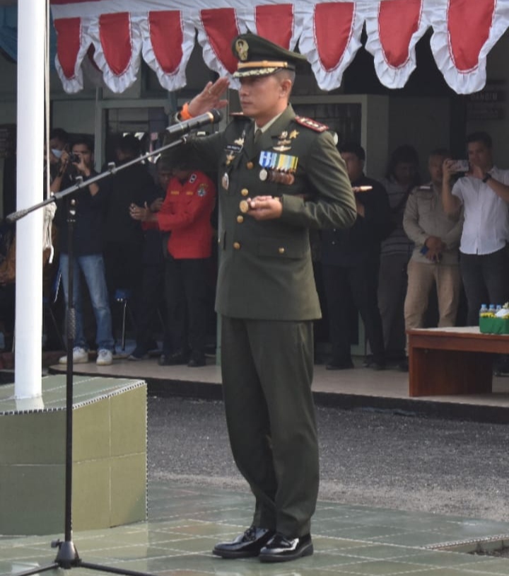 Dandim 0302/Inhu Pimpin Upacara HUT TNI Ke-78 Bertema 'TNI Patriot NKRI, Pengawal Demokrasi Untuk Indonesia Maju'