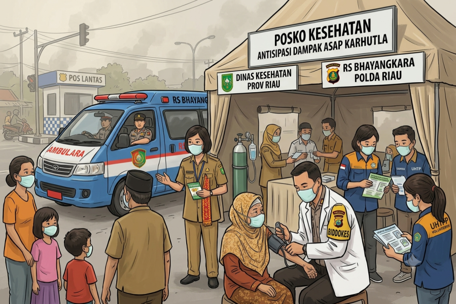 Antisipasi Dampak Kabut Asap Karhutla, Pemprov Riau dan RS Bhayangkara Buka 5 Posko Kesehatan