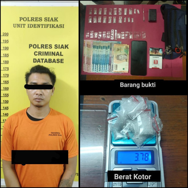 Tim Opsnal Satres Narkoba Polres Siak Amankan Satu Orang Pria Diduga Pelaku Penyalahgunaan Narkotika di Kecamatan Bungaraya