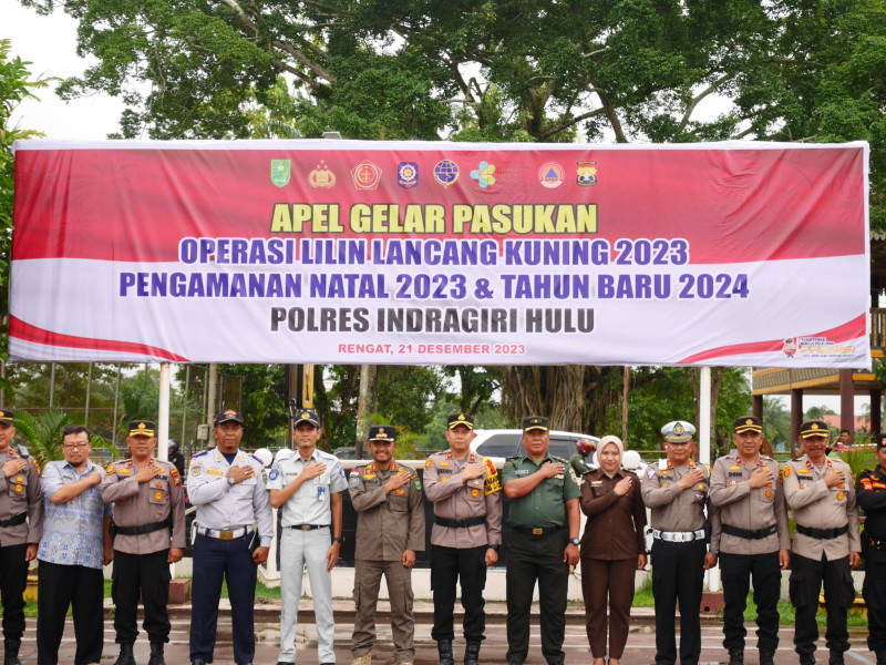 Kasdim 0302 /Inhu Mewakili Dandim 0302/Inhu Hadiri Apel gelar pasukan ops lilin 2023 Serta Pengamanan Nataru