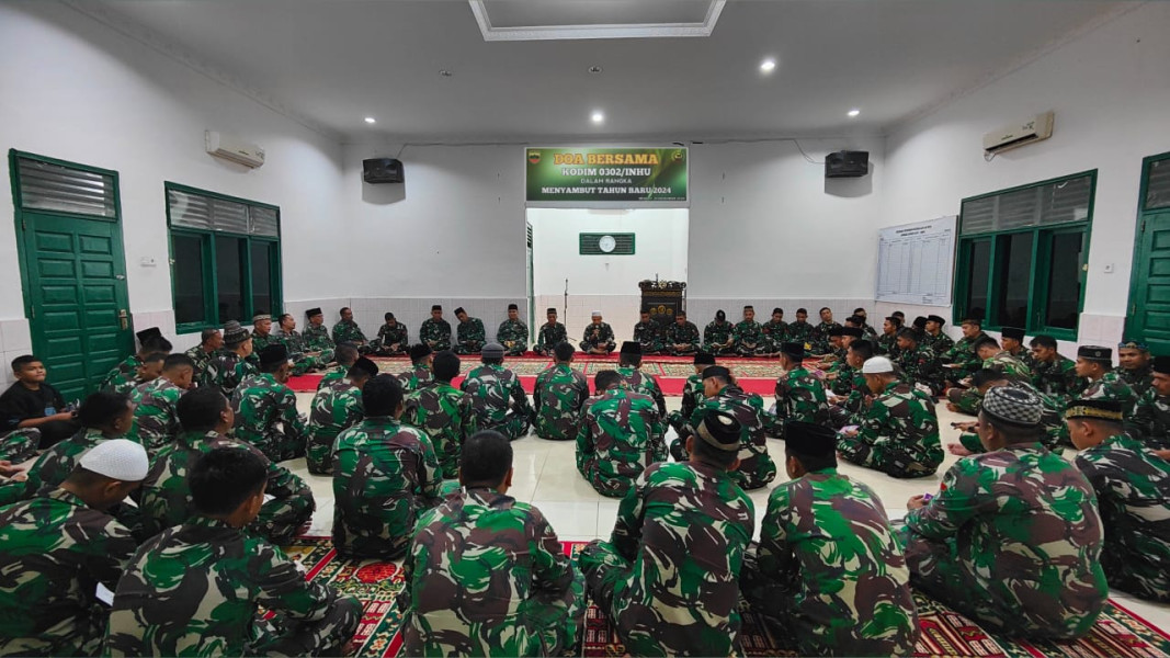 Untuk Sambut Tahun Baru, Kodim 0302 /Inhu Selenggarakan Sholat Berjamaah dan Doa Bersama