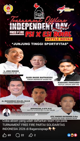 Muhajirin Siringo Ringo Sayangkan Flyer Turnamen Free Fire PSI Gandeng Logo KONI dan ESI Rohil