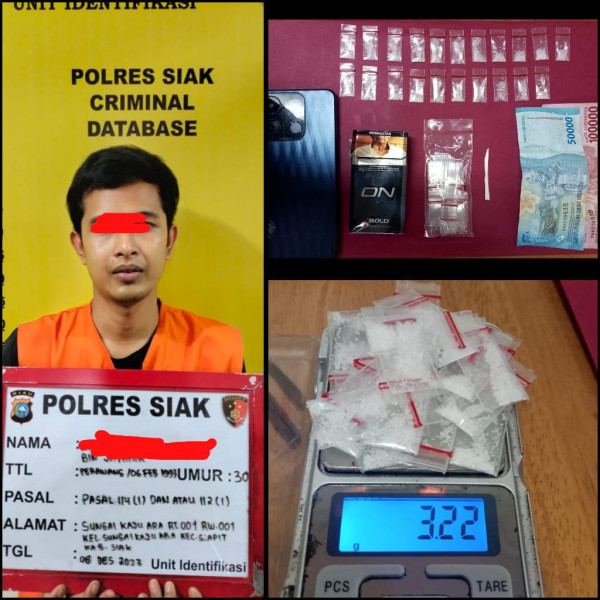 Diduga Pelaku Penyalahgunaan Narkotika,  Tim Opsnal SatresNarkoba Polres Siak Amankan Satu Orang Pria