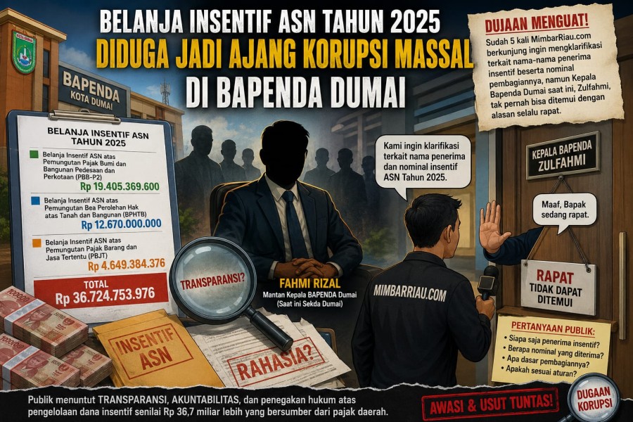 Dugaan Korupsi Massal Dana Insentif ASN Menguat, Bapenda Dumai Terus Menghindar