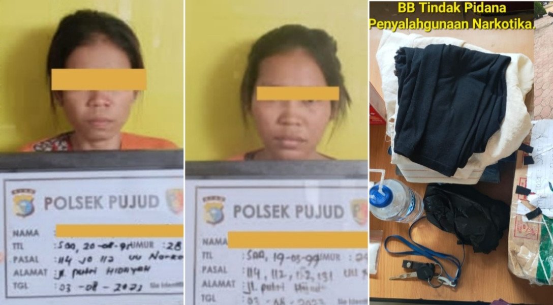 Dua Wanita Diduga Pengedar Sabu Diringkus Polsek Pujud, 1 Diantaranya Resedivis