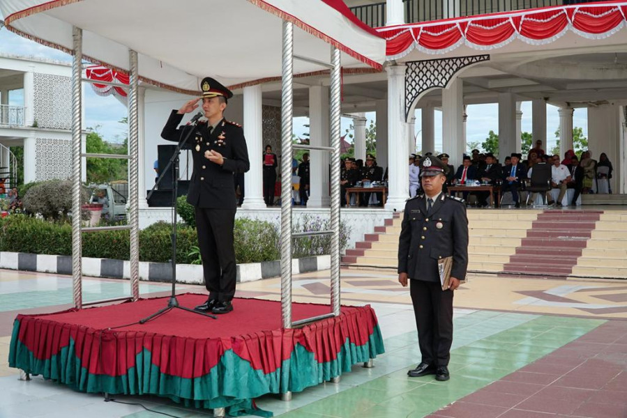 Jadi Irup Upacara HUT Bhayangkara ke-77, Kapolres Rohil Sampaikan Amanat Kapolda Riau