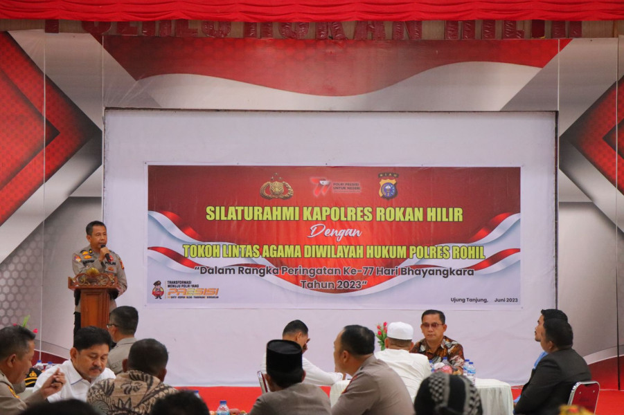 Kapolres Rohil Silaturahmi dengan Tokoh Lintas Agama Dalam Rangka Hari Bhayangkara ke-77