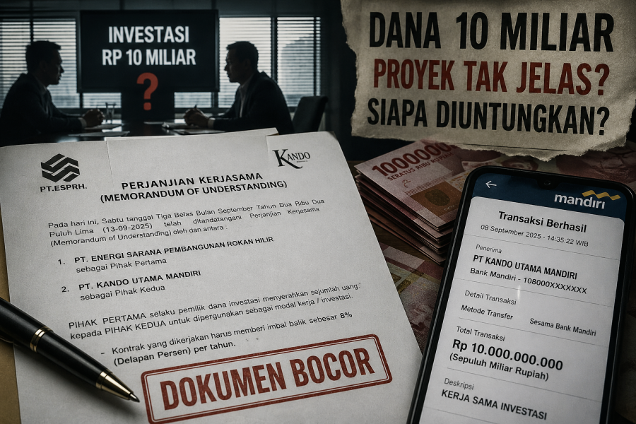 Dokumen MoU Bocor, Aliran Rp10 Miliar PT Energi SPRH Diduga Bermasalah