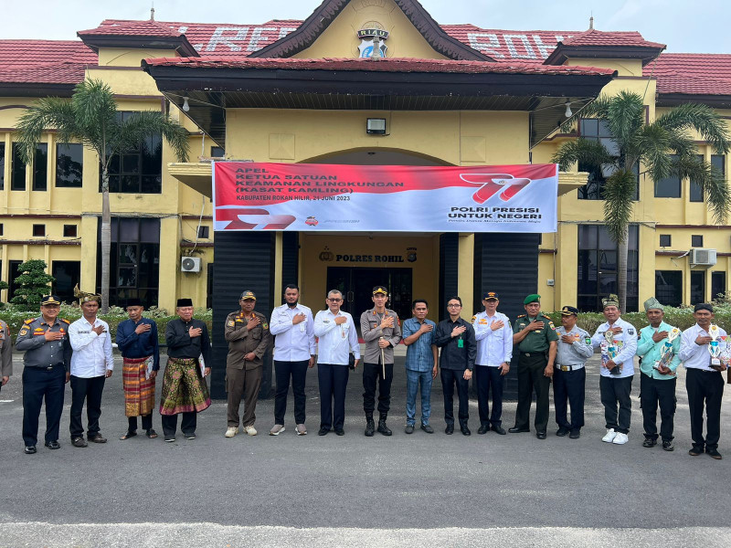 Polres Rokan Hilir Gelar Apel Pelaksanaan Satuan Keamanan Lingkungan