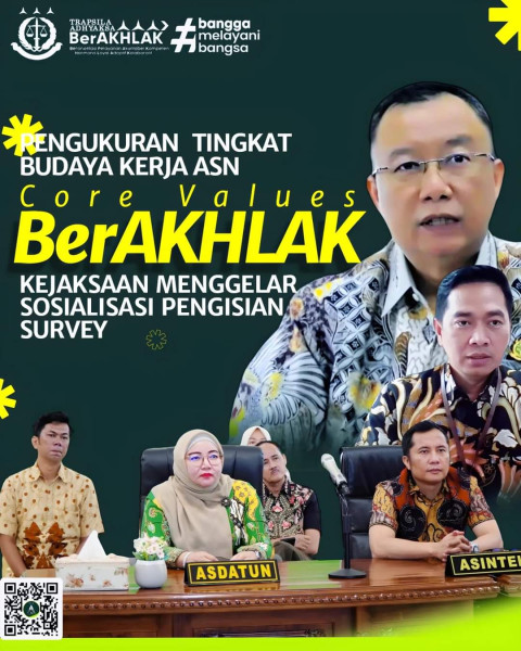 Asintel dan Asdatun Kejati Riau mengikuti kegiatan Sosialisasi Pelaksanaan Pengisian Survey Core Values Berakhlak Tahun 2023 secara virtual