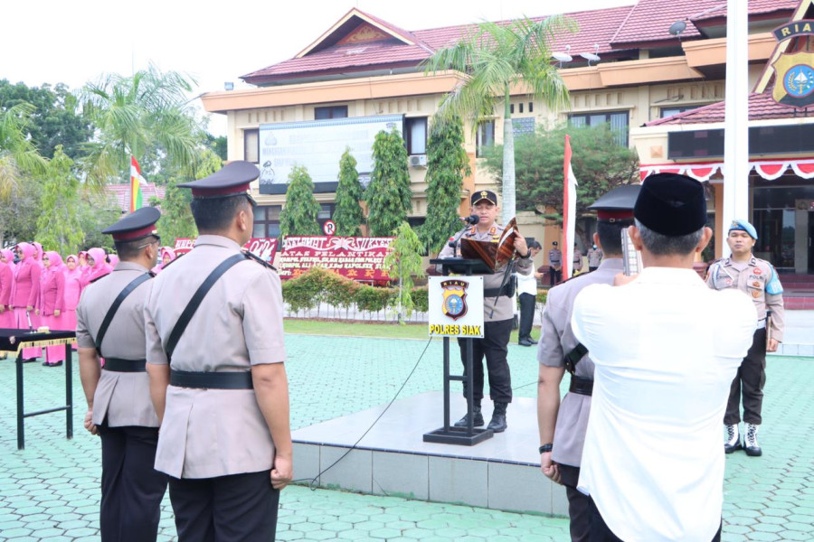 Kapolres Siak AKBP Asep Sujarwadi, Sik, Msi Pimpin Sertijab Wakapolres,dua Kabag dan Tiga Kapolsek Jajaran Polres Siak
